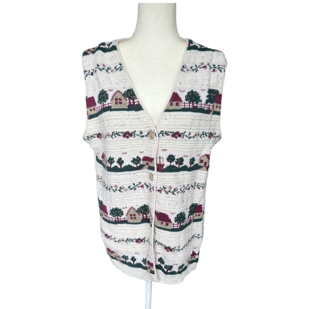 Vintage Northern Reflections Cotton Cottagecore Knit Vest XL